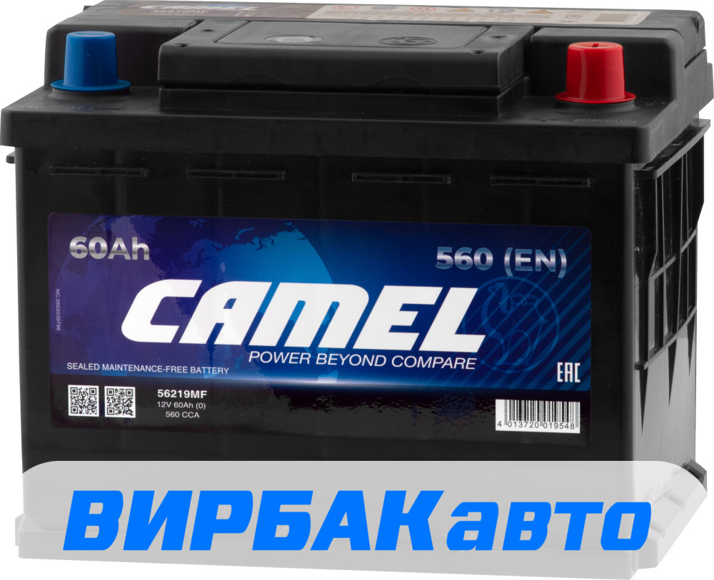 Купить Аккумулятор CAMEL 60 Ач 560 А обратная полярность, клемма  стандартная, цены в Волжском — интернет-магазин VIRBACauto